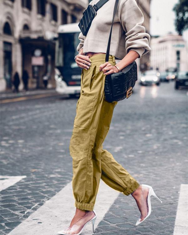 solid shirred casual solid lounge pants
