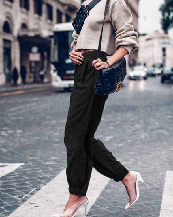 solid shirred casual solid lounge pants