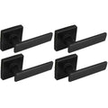 WestMatte Black Hall and Closet Door Lever with Square Rose (4-Pack)