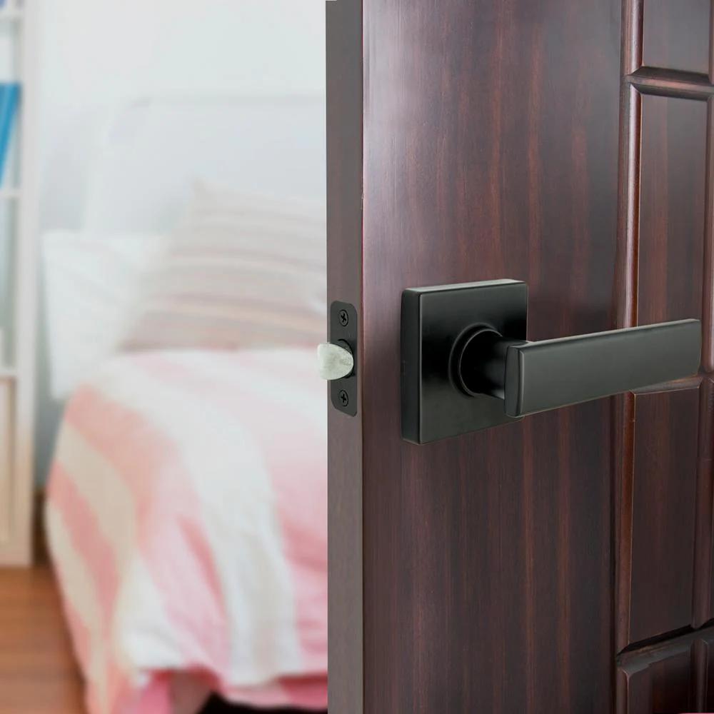 WestMatte Black Hall and Closet Door Lever with Square Rose (4-Pack)