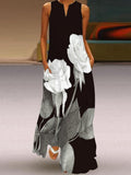 Fashion Floral Print V-neck Dress