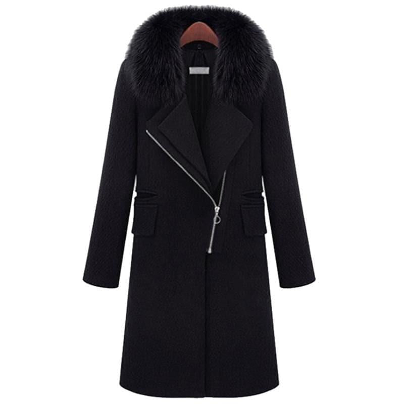 collar plush slim woolen coat