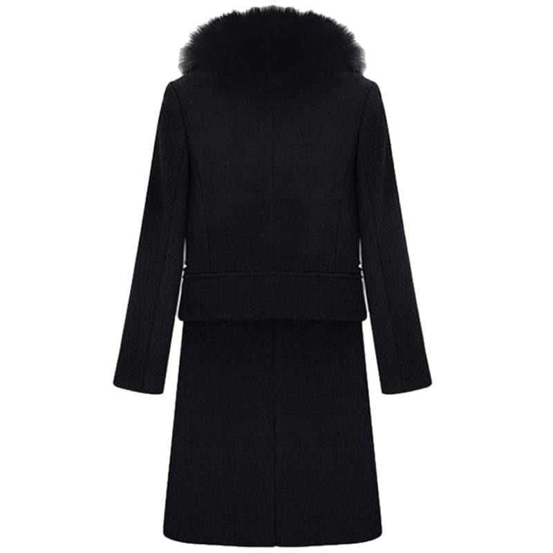 collar plush slim woolen coat