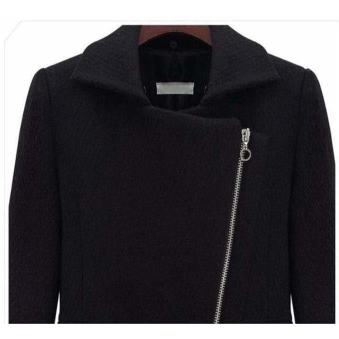 collar plush slim woolen coat