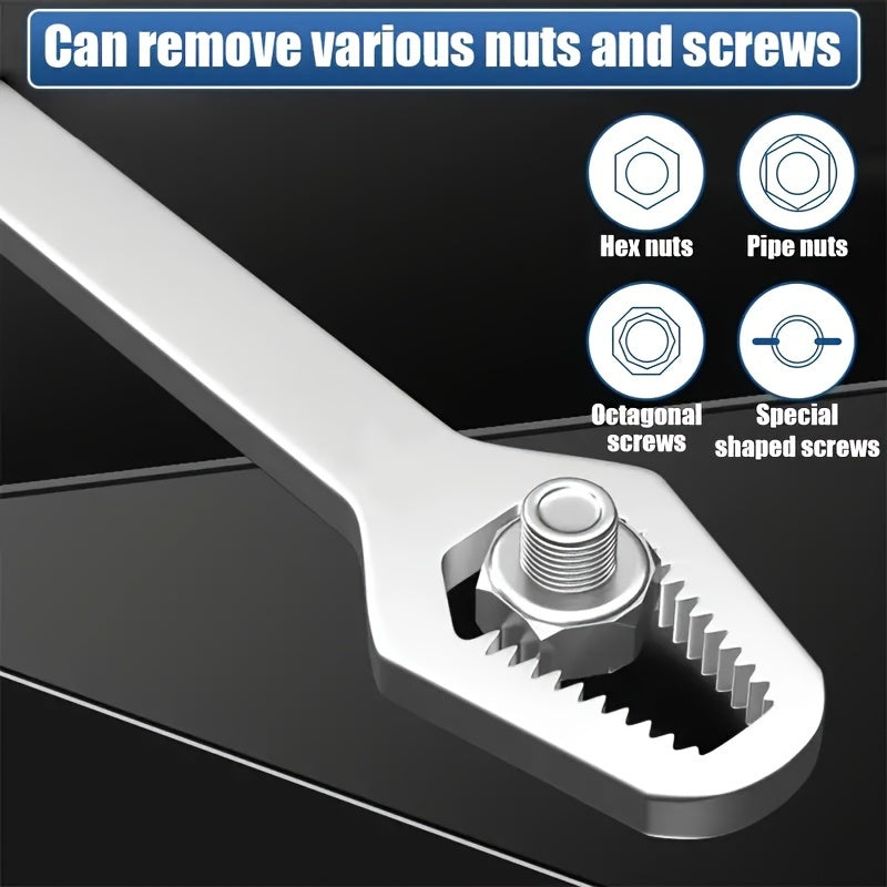 1pc Universal Double Ended Wrench, Self-Tightening 8-22mm Screw Nuts Repair Wrench, Double-Headed Ratchet Spanner, Adjustable Torx Spanner