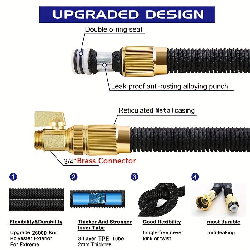 1pc Garden Water Hose 3/4 Expandable Magic Flexible Garden Hoses High Pressure Washing Hose Pipe Plastic For Watering Lawn