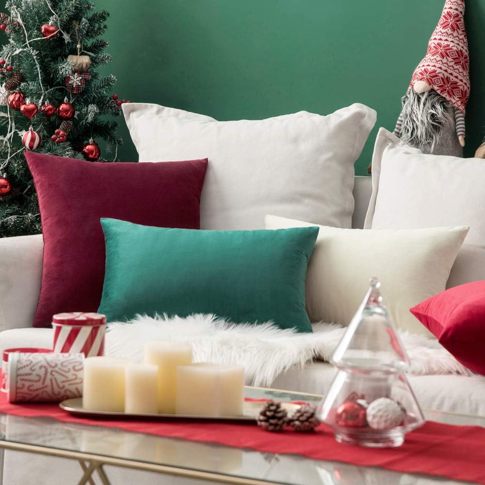 MIULEE Pack of 2 Christmas Velvet Soft Solid Decorative Square Throw Pillow Covers Set Cushion Cases Pillowcases for Sofa Bedroom Couch Car18 x 18 Inch 45 x 45 Cm