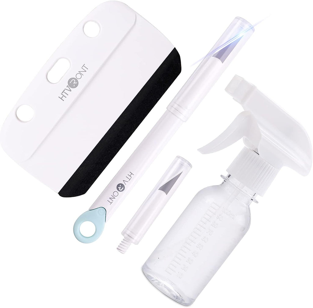 HTVRONT Window Film Kit - 4 Pcs Window Privacy Film Installation Tools, Easy to Apply Glass &amp; Car Windows Tint Kit, Includes Felt Squeegee, Detachable Knife &amp; 1 Extra Blade, 100ML Spray Bottle