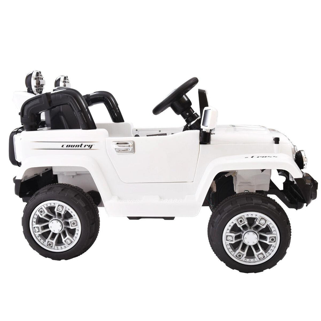 Topcobe Electric Cars for Kids, White Electric Cars for Kids to Ride, Battry-Powered Ride On Mini Car Gifts for Children Child Boys, 12V Kids Ride-On Truck Car w/ Remote Control
