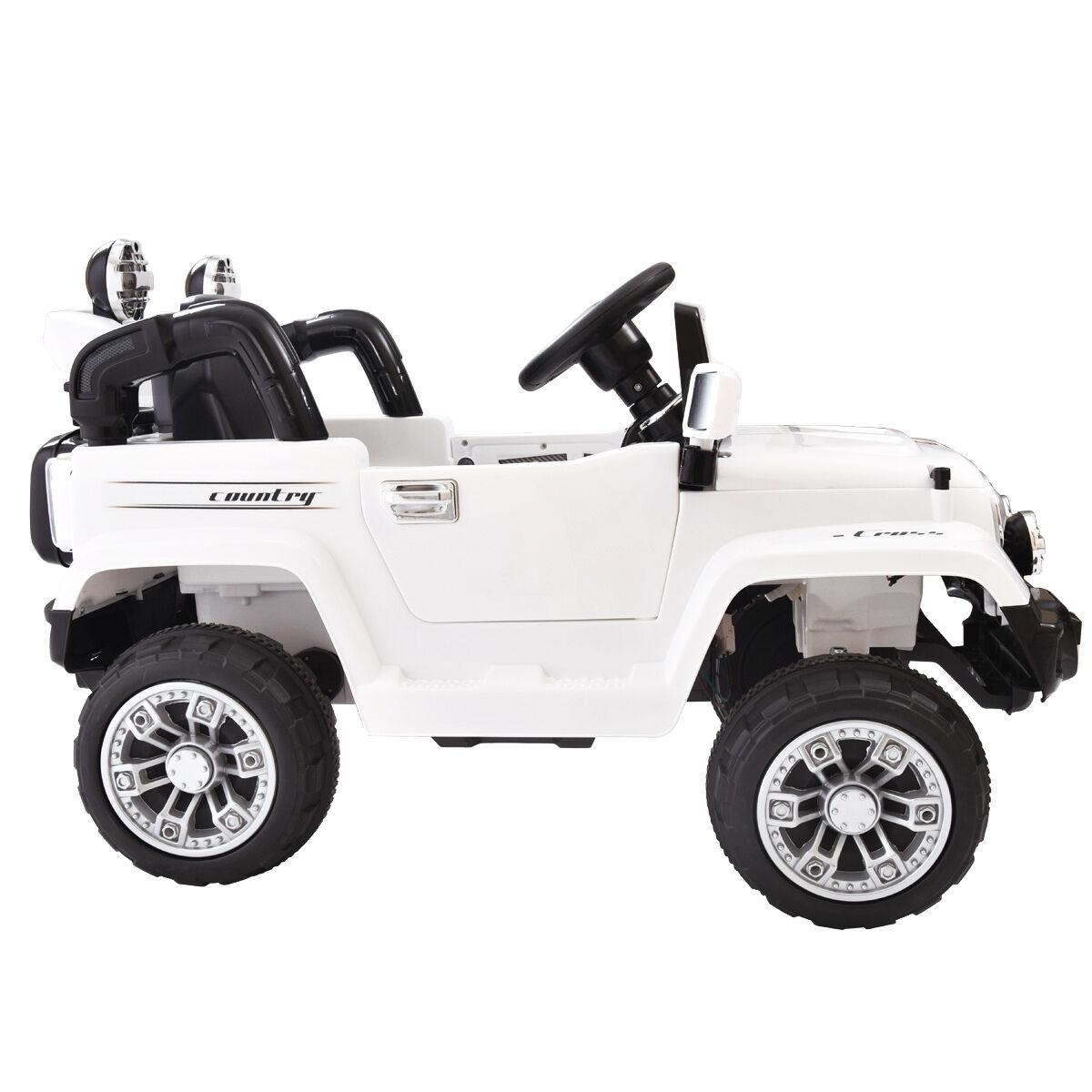 Topcobe Electric Cars for Kids, White Electric Cars for Kids to Ride, Battry-Powered Ride On Mini Car Gifts for Children Child Boys, 12V Kids Ride-On Truck Car w/ Remote Control