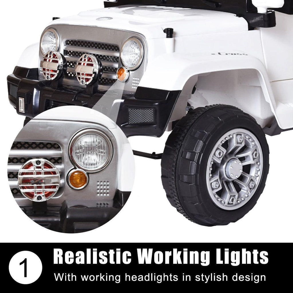 Topcobe Electric Cars for Kids, White Electric Cars for Kids to Ride, Battry-Powered Ride On Mini Car Gifts for Children Child Boys, 12V Kids Ride-On Truck Car w/ Remote Control