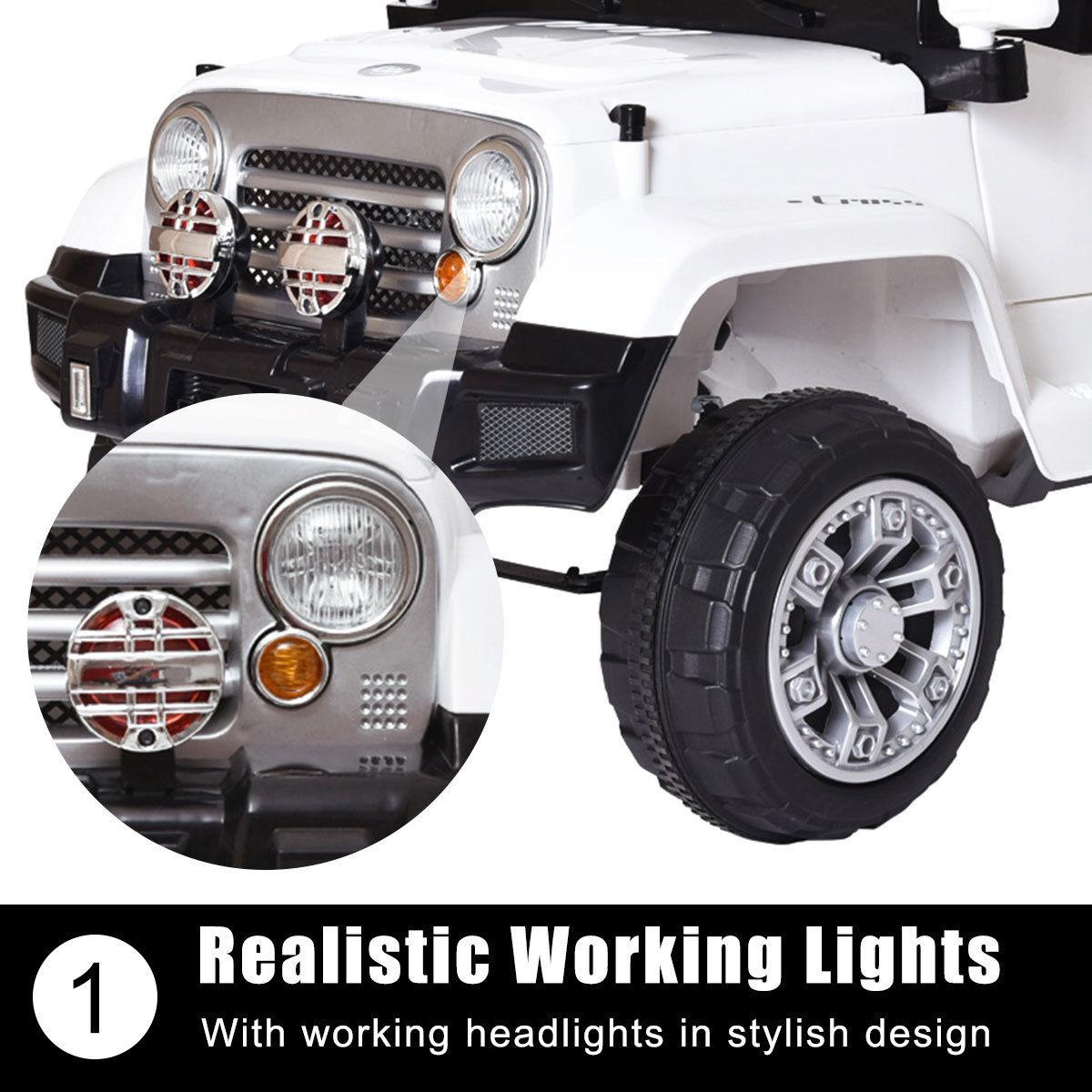 Topcobe Electric Cars for Kids, White Electric Cars for Kids to Ride, Battry-Powered Ride On Mini Car Gifts for Children Child Boys, 12V Kids Ride-On Truck Car w/ Remote Control