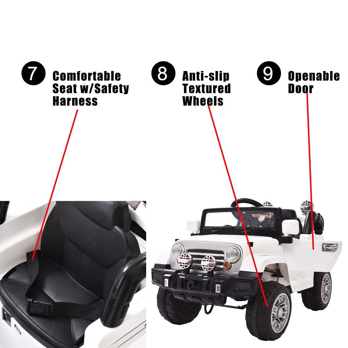 Topcobe Electric Cars for Kids, White Electric Cars for Kids to Ride, Battry-Powered Ride On Mini Car Gifts for Children Child Boys, 12V Kids Ride-On Truck Car w/ Remote Control