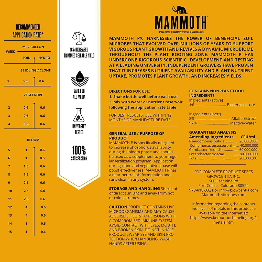 Mammoth P Bloom Booster & Enhancer - Plant Nutrients for Increased Growth & Yield (500 Milliliters)