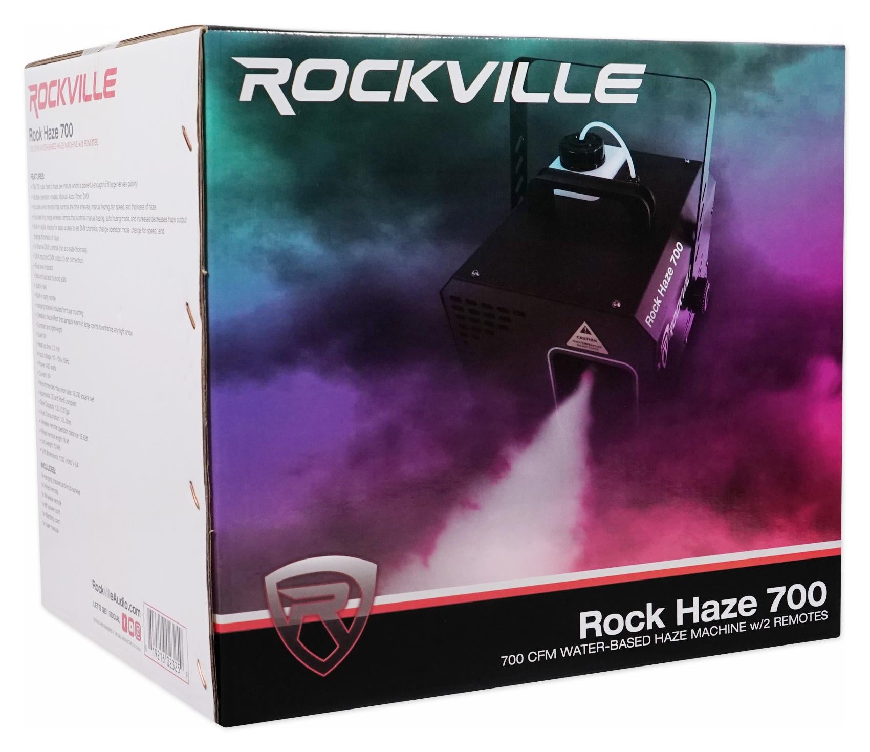 Rockville ROCKHAZE 700 CFM DMX Water Based DJ/Club Haze Machine+(3) Gal Fluid