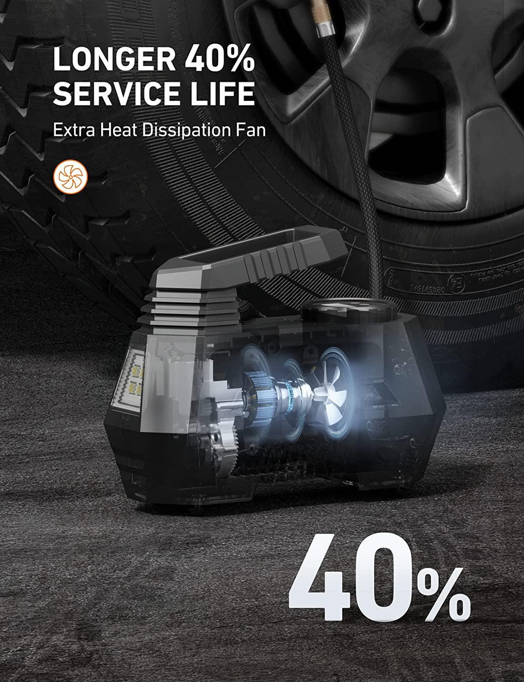 AstroAI Tire Inflator Portable Air Compressor Air Pump for Car Tires - Car Accessories, 12V DC Auto Tire Pump with Digital Pressure Gauge, 100PSI with Emergency LED Light for Car, Bicycle, Balloons