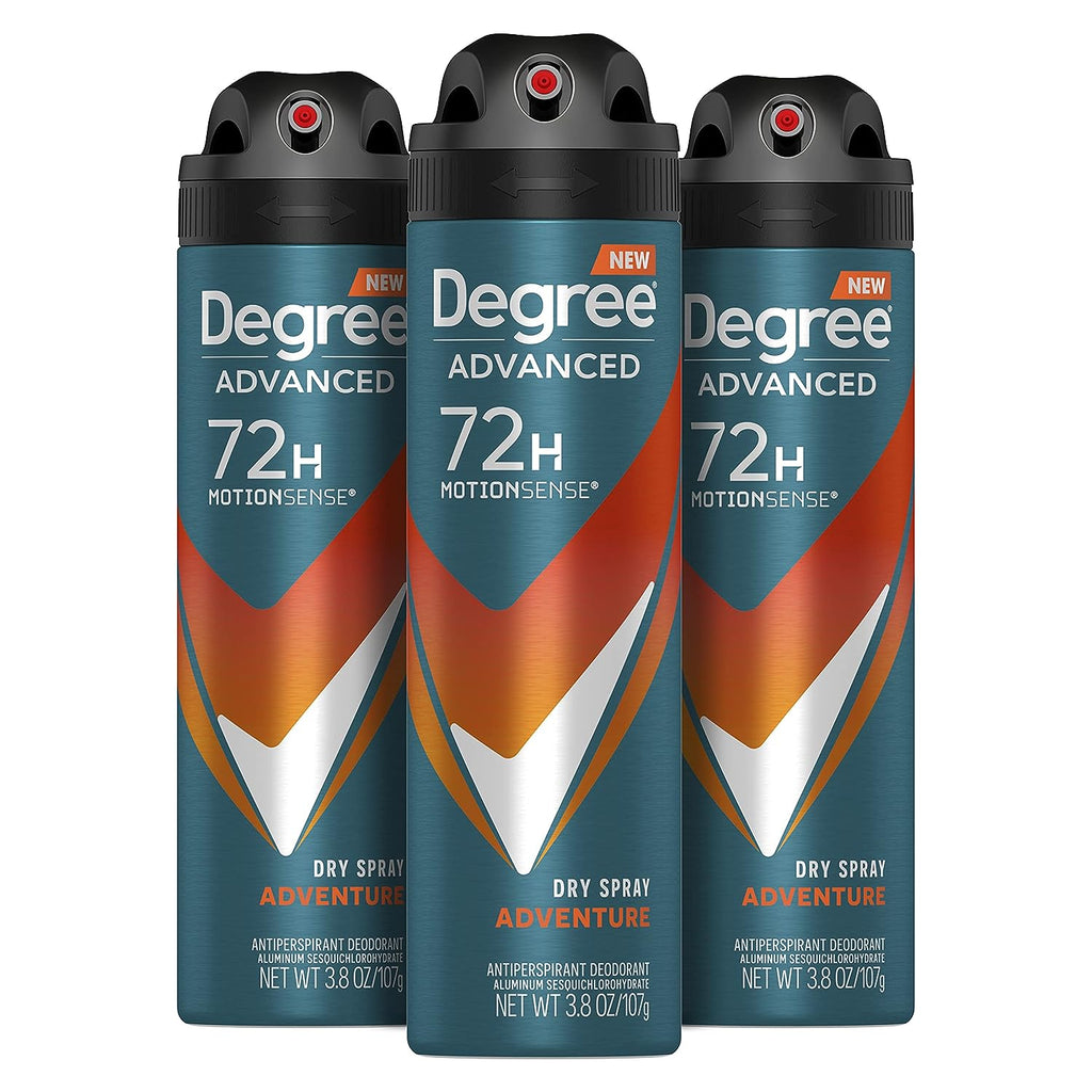 Degree Men Advanced Antiperspirant Deodorant Dry Spray Adventure 72-Hour Sweat and Odor Protection Deodorant For Men With MotionSense Technology 3.8 oz