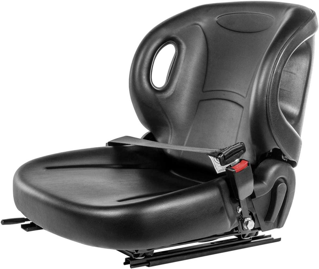 Stark Universal Replacement Forklift Seat w/Retractable Seat Belt Switch for Cat, , Komatsu, Nissan, Yale, Toyota, Hyster w/Curved Back