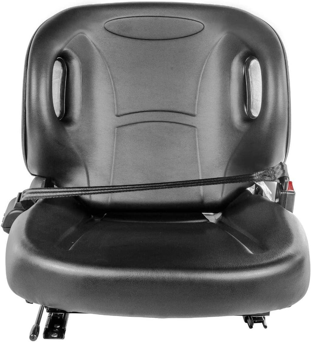 Stark Universal Replacement Forklift Seat w/Retractable Seat Belt Switch for Cat, , Komatsu, Nissan, Yale, Toyota, Hyster w/Curved Back