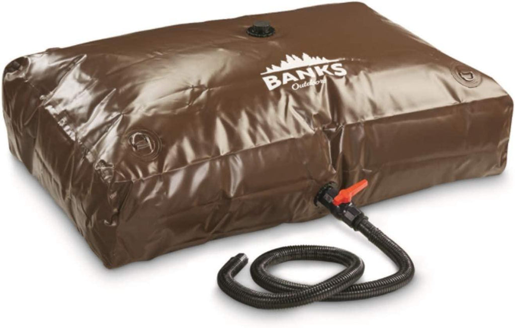 Banks Outdoors 100 Gallon Heavy Duty Truck Bed Camping Agricultural Farm Portable Wild Water Bladder with Hose and Shut Off Valve, Brown