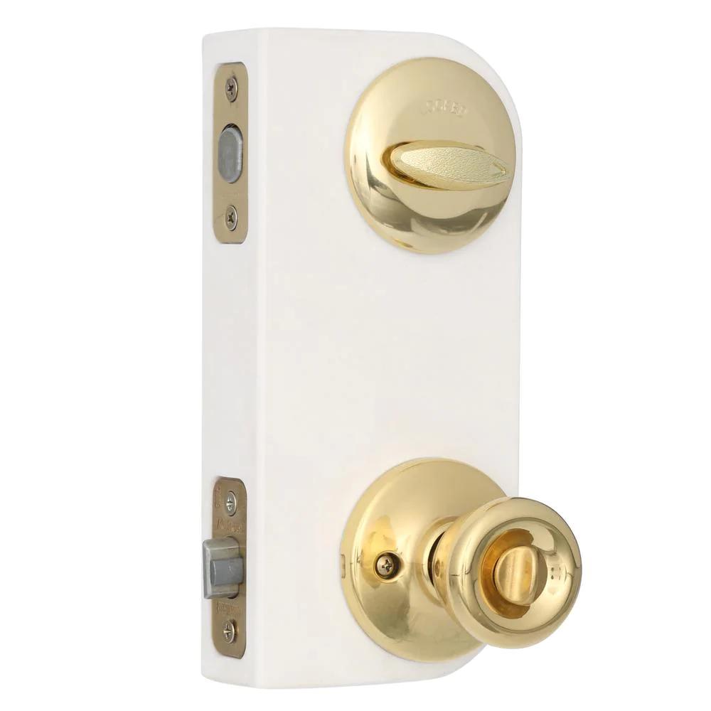 Tylo Polished Brass Exterior Entry Door Knob and Single Cylinder Deadbolt Project Pack