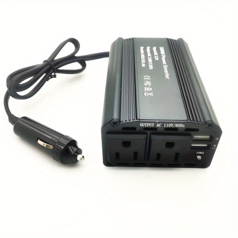 300W Power Inverter DC 12V To 110V AC Car Inverter With 5V 2.4A+3A And 2USB Car Adapters