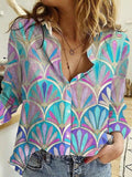 Printed A Lapel Casual Blouse