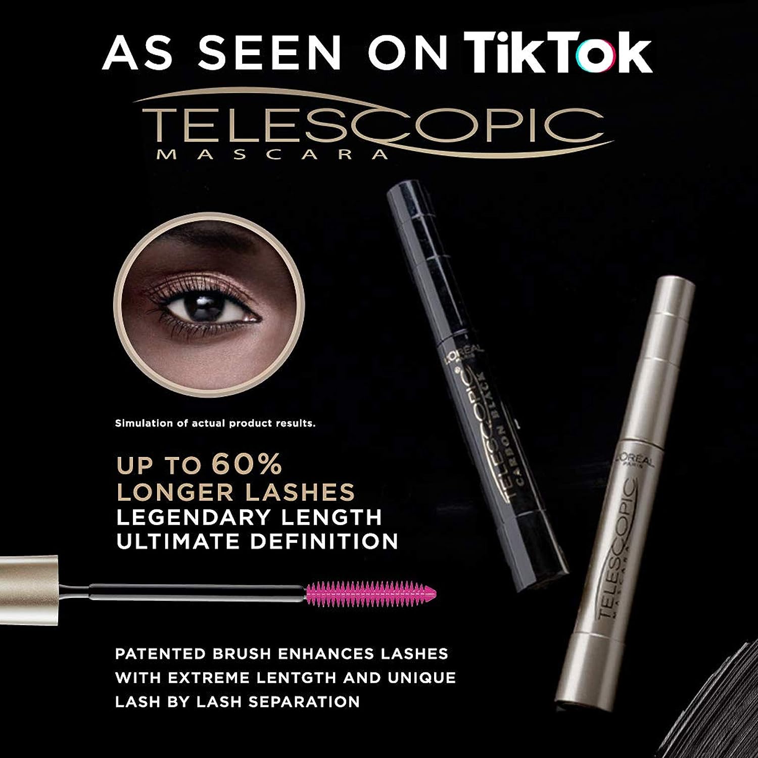 L'Oréal Paris Makeup Telescopic Original Lengthening Mascara, Black, 0.27 Fl Oz (1 Count)