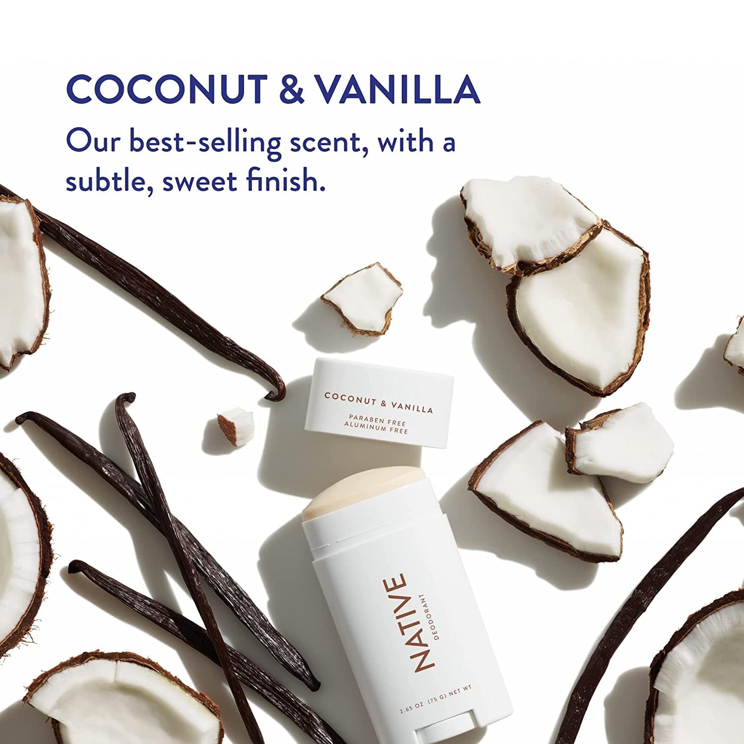 Native Deodorant | Natural Deodorant for Women and Men, Aluminum Free with Baking Soda, Probiotics, Coconut Oil and Shea Butter | Coconut &amp; Vanilla - Pack of 3