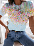 Casual blazing with colour Print Short-Sleeved T-Shirt