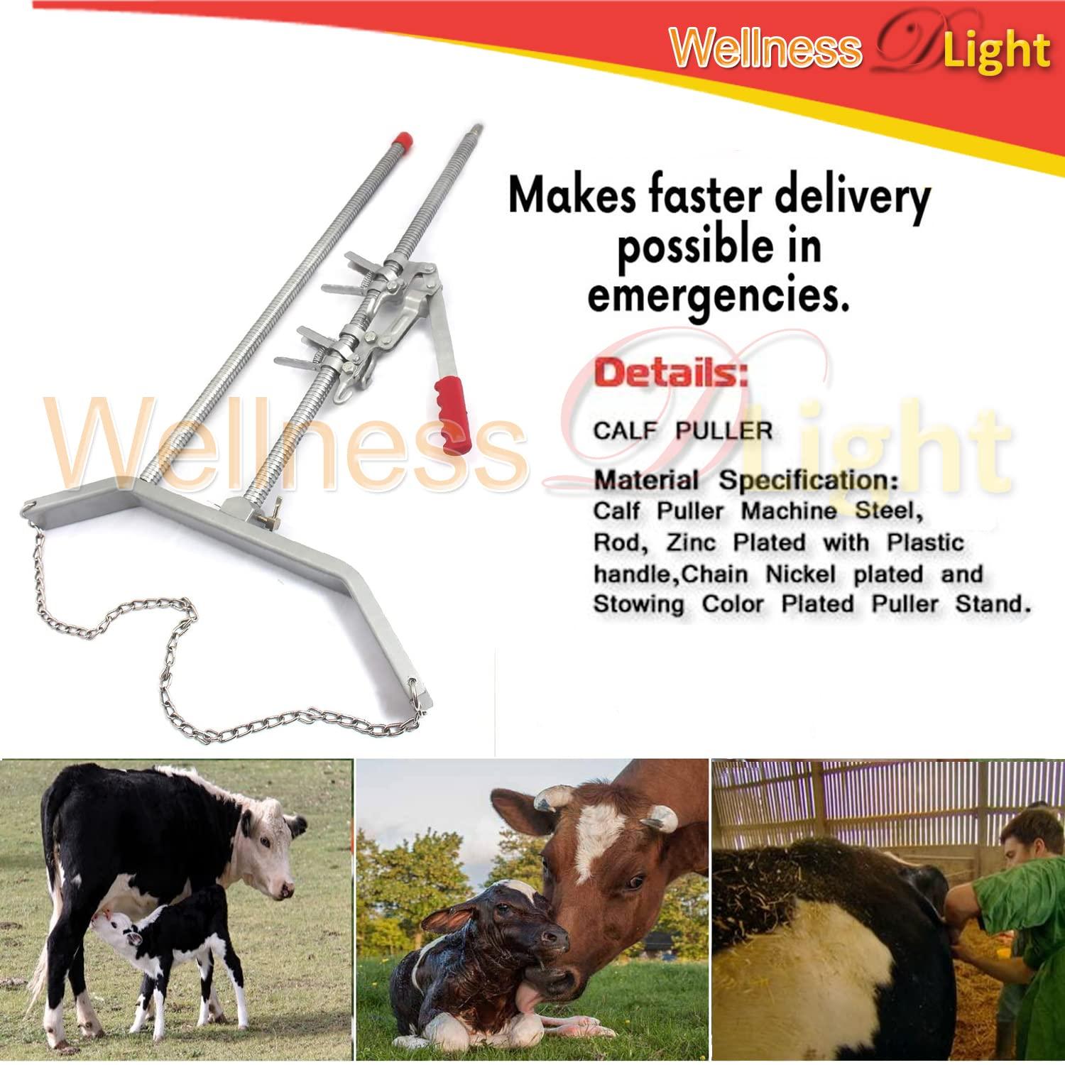 WellnessD'Light  Steel Calf Puller Calving Durable Ratchet Delivery Cattle Birthing Veterinary Instruments by WDL, Silver, 65 inches