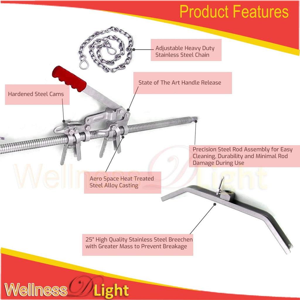 WellnessD'Light  Steel Calf Puller Calving Durable Ratchet Delivery Cattle Birthing Veterinary Instruments by WDL, Silver, 65 inches