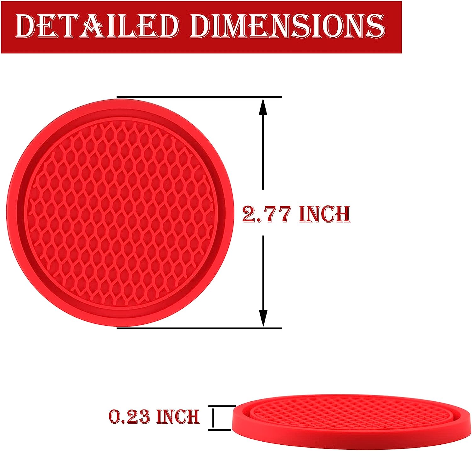 SINGARO Car Cup Coaster, 4PCS Universal Non-Slip Cup Holders Embedded in Ornaments Coaster, Car Interior Accessories, Red