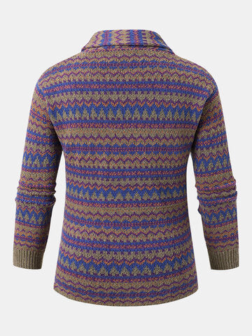 mens colorful knitted lapel single breasted double pocket casual cardigans
