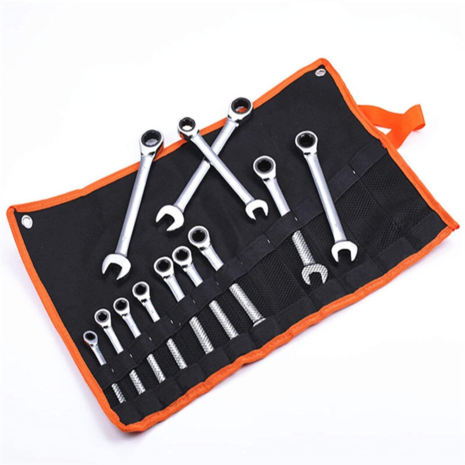 HHyyHome 12pcs Hexagon Ratchet Wrench Set 8-19MM Metric Double End Spanner Chrome Vanadium Steel Hand Tool Repair Kit