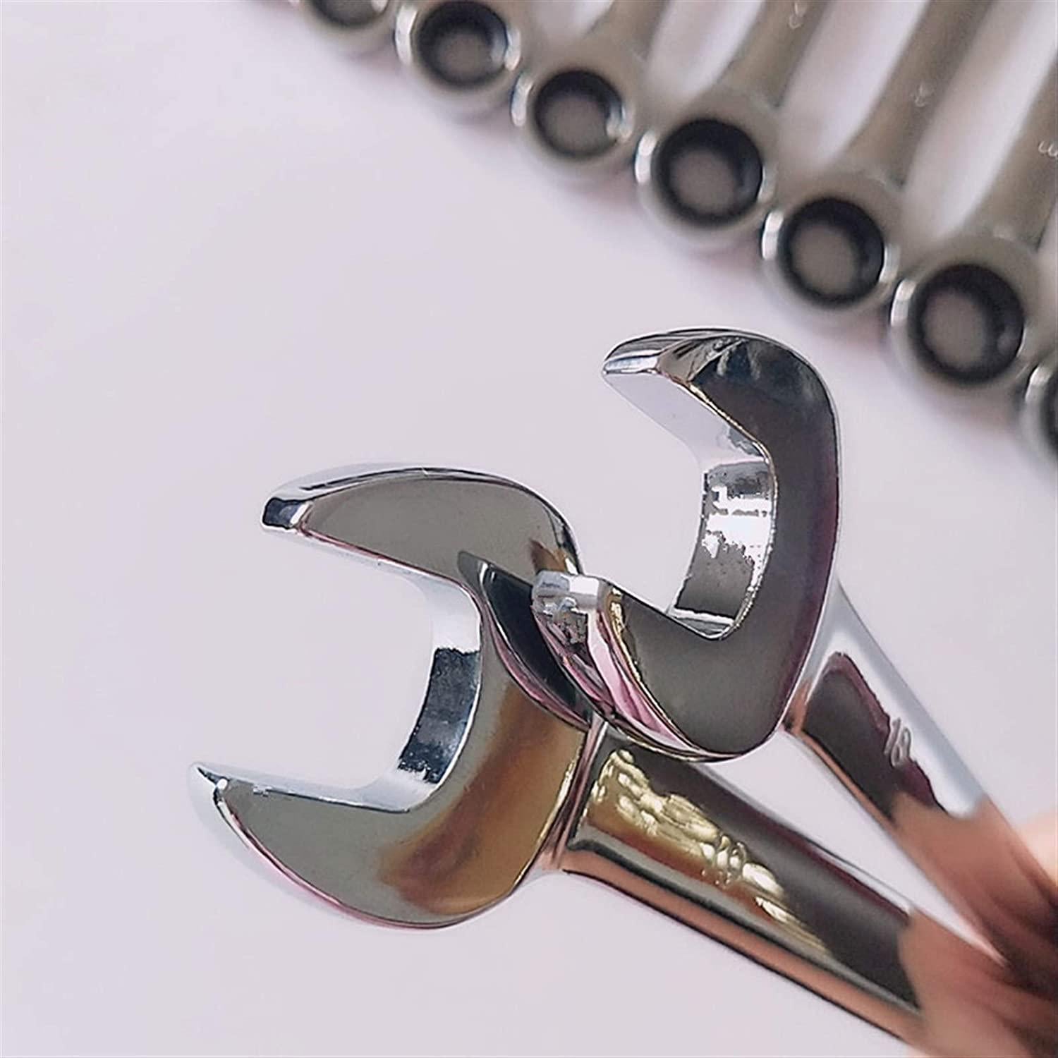 HHyyHome 12pcs Hexagon Ratchet Wrench Set 8-19MM Metric Double End Spanner Chrome Vanadium Steel Hand Tool Repair Kit