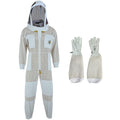 BeeProGear Ventilated Bee Suit for Men - 3X Ultra Protective Layer Beekeeping Suit - Premium White Fabric Mesh Bee Keepers Suite - Professional Bee Suit for Women with Fencing Veil (L)