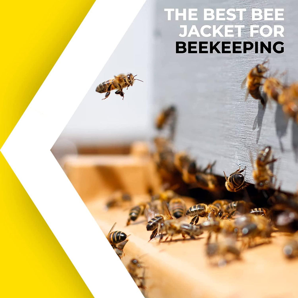BeeProGear Ventilated Bee Suit for Men - 3X Ultra Protective Layer Beekeeping Suit - Premium White Fabric Mesh Bee Keepers Suite - Professional Bee Suit for Women with Fencing Veil (L)