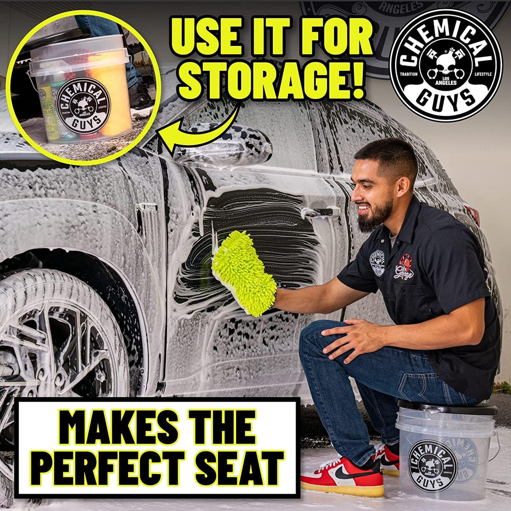 Chemical Guys CWS_402_64BK Car Wash Detailing Bucket, Mitt &amp; Accessories Bundle (6 Items) Featuring Mr. Pink Foaming Car Wash Soap, 64 fl oz (Half Gallon) - Works on Cars, Trucks, SUVs, RVs &amp; More