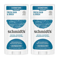 Schmidt's 100% Natural Origin Ingredient Deodorant Stick Fresh Rain &amp; Birch 2 Count for 24-Hour Odor Protection 2.65 oz