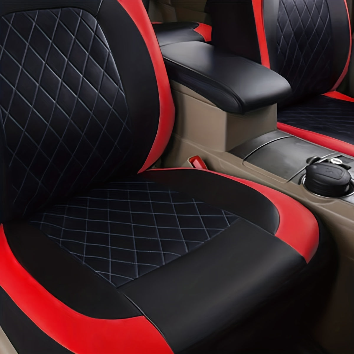 Upgrade Your Car Seats With Our Deluxe Quilted Faux Leather 5-Seat Cover - Universal Fit!