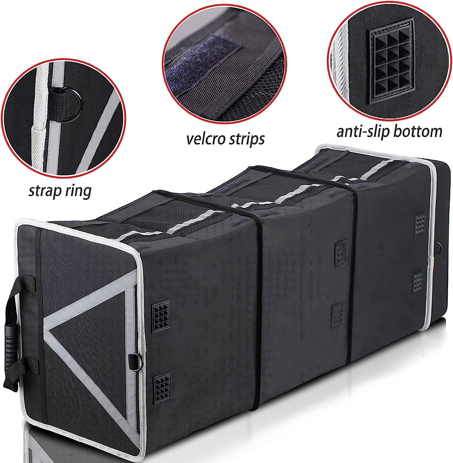 HOMEVE Extra Large Collapsible Trunk Organizer With Cooler Bag,3 Compartments Storage Organizer With Cover