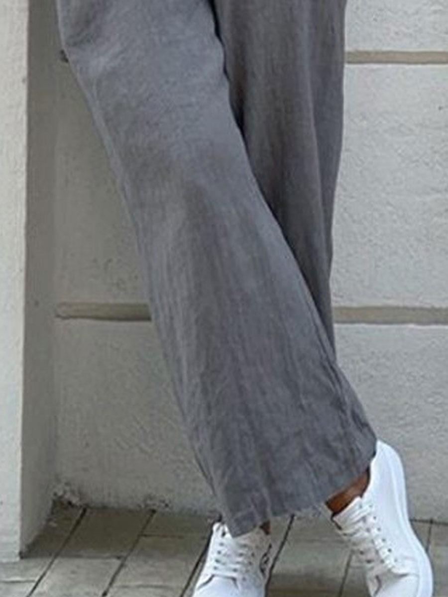 Pure Color Loose Fashion Long Jumpsuit