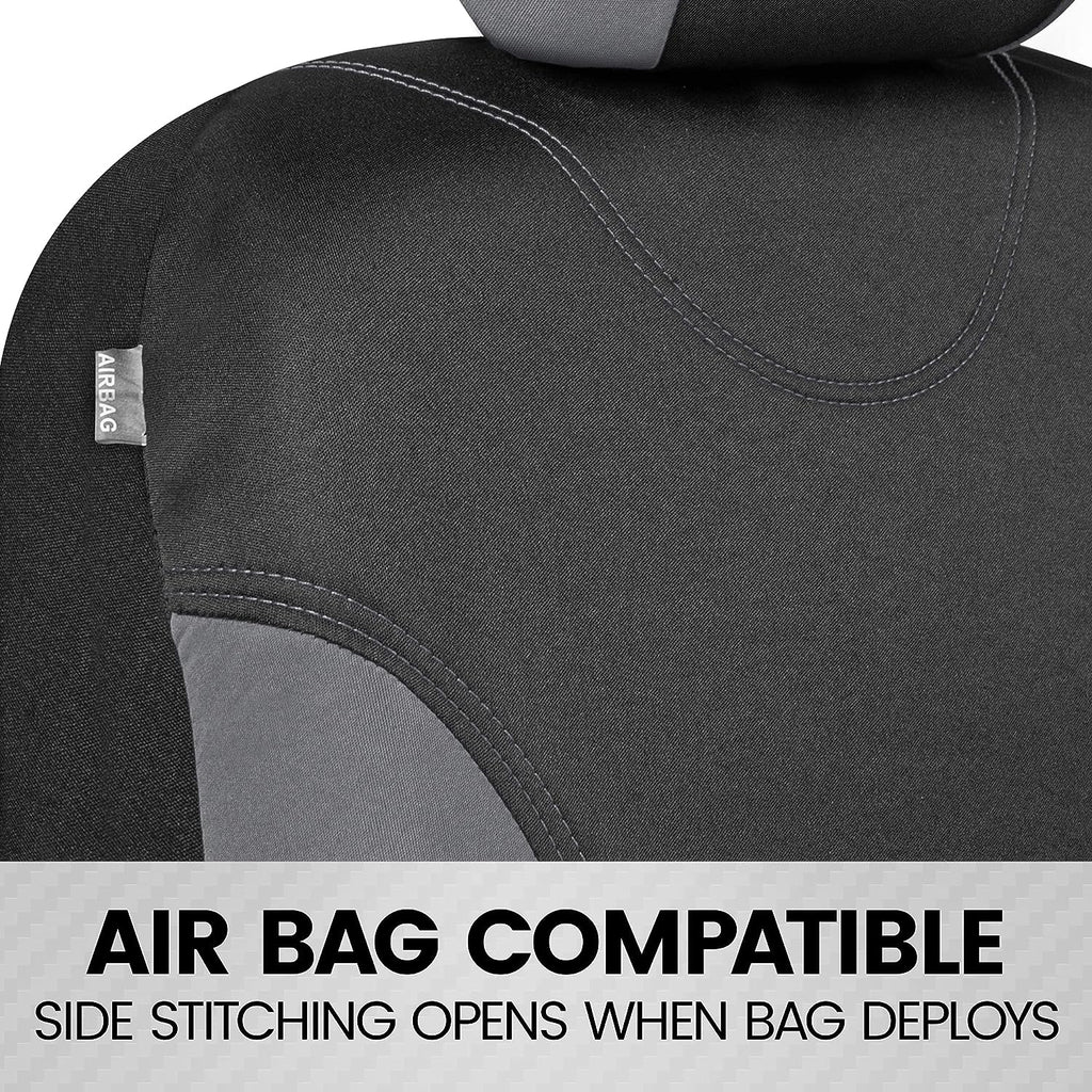 BDK UltraSleek Gray Seat Covers for Cars Full Set, Two-Tone Front Seat Covers with Matching Back Seat Cover, Stylish Car Seat Protectors with Split Bench , Automotive Interior Covers
