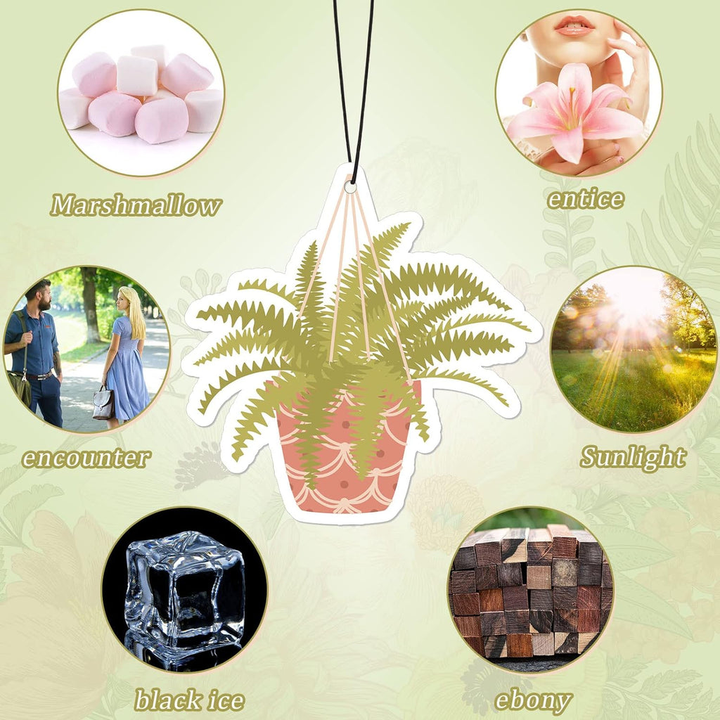Tallew 8 Pack Car Hanging Plants Air Freshener for Women Girls Long Lasting Funny Plant Accessories Little Scented for Mirror