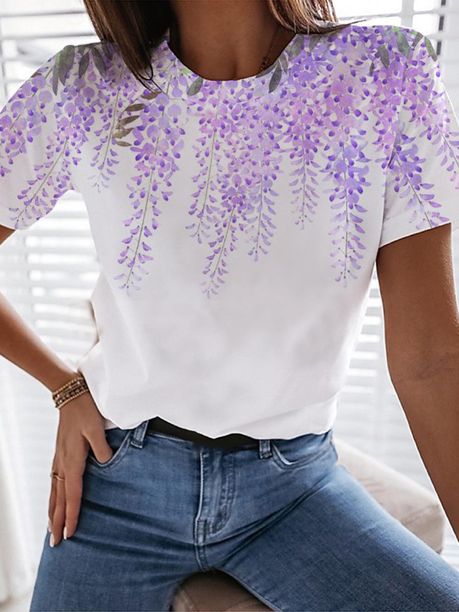 Fashion Casual Round Neck Print T-shirt