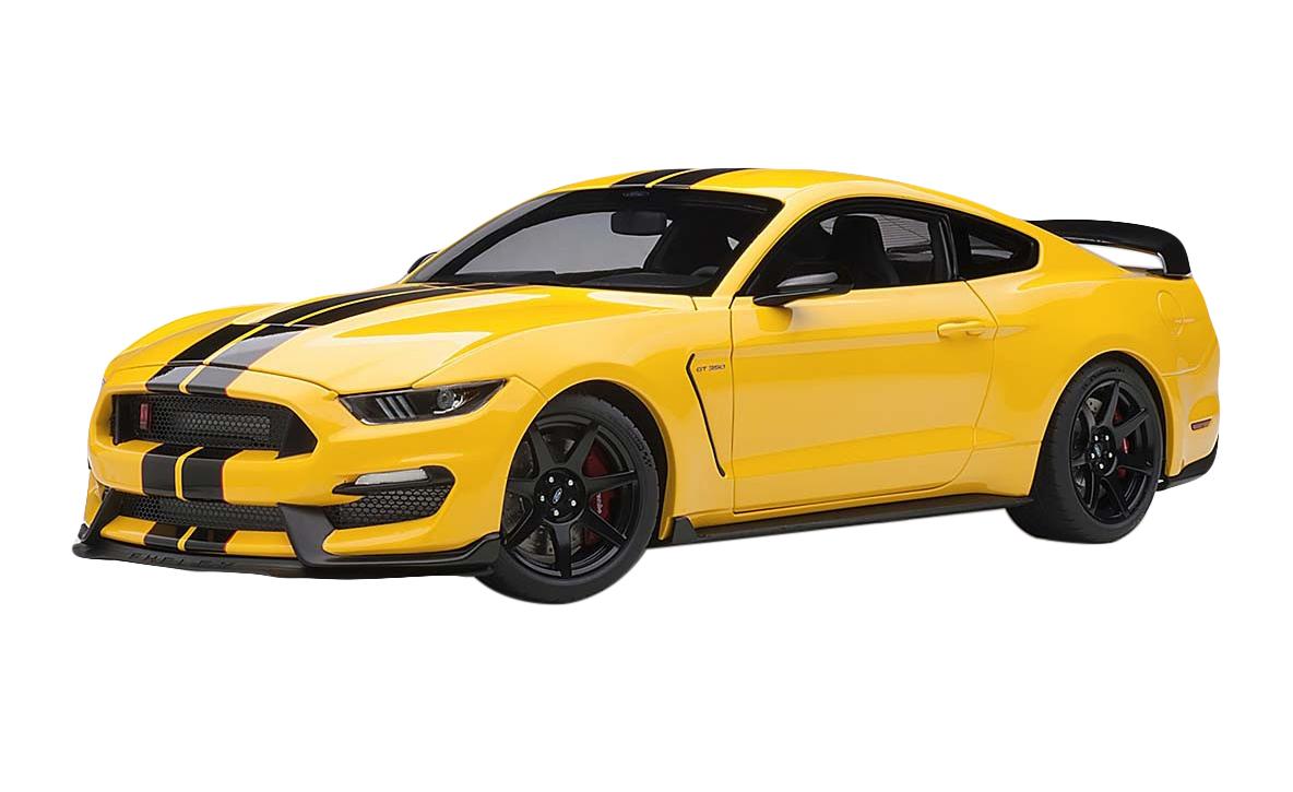 Ford Mustang Shelby GT-350R Triple Yellow with Black Stripes 1/18 Model Car by Autoart
