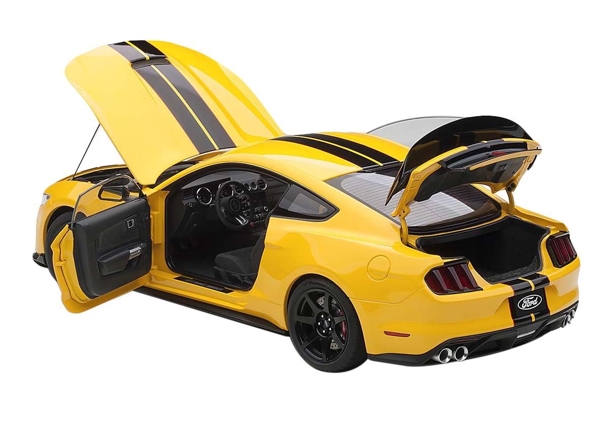 Ford Mustang Shelby GT-350R Triple Yellow with Black Stripes 1/18 Model Car by Autoart