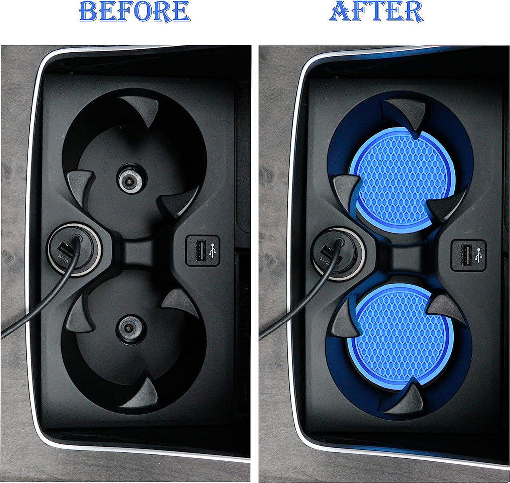 SINGARO Car Cup Coaster, 4PCS Universal Non-Slip Cup Holders Embedded in Ornaments Coaster, Car Interior Accessories, Blue