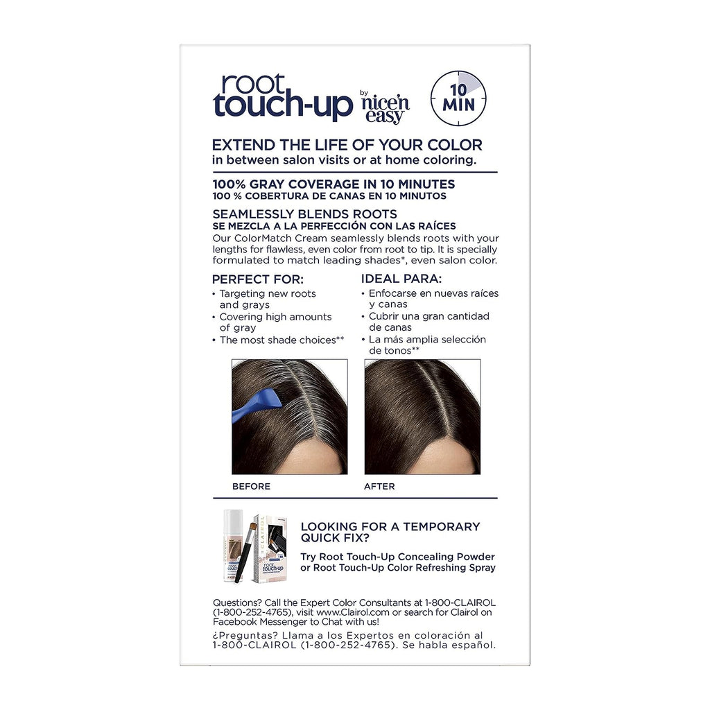 Clairol Root Touch-Up by Nice'n Easy Permanent Hair Dye, 4 Dark Brown Hair Color, 1 Count
